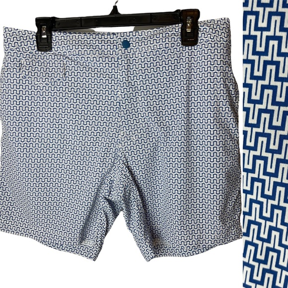 J. Crew Swim J Crew 7 Pool Swim Shorts Maze Print Blue K8382 33